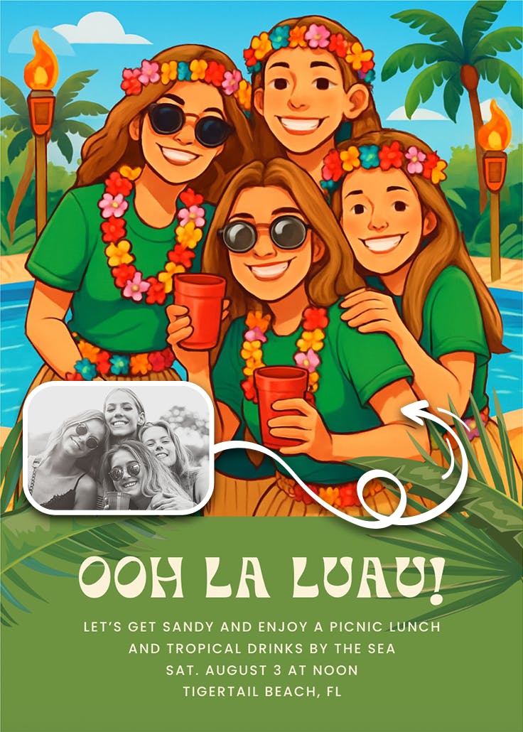 Hula and hangout - printable party invitation