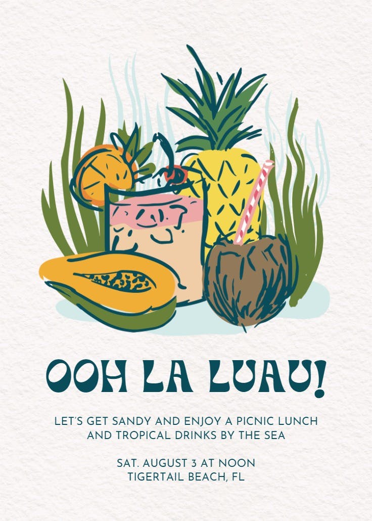 Ooh la luau - invitación para fiesta