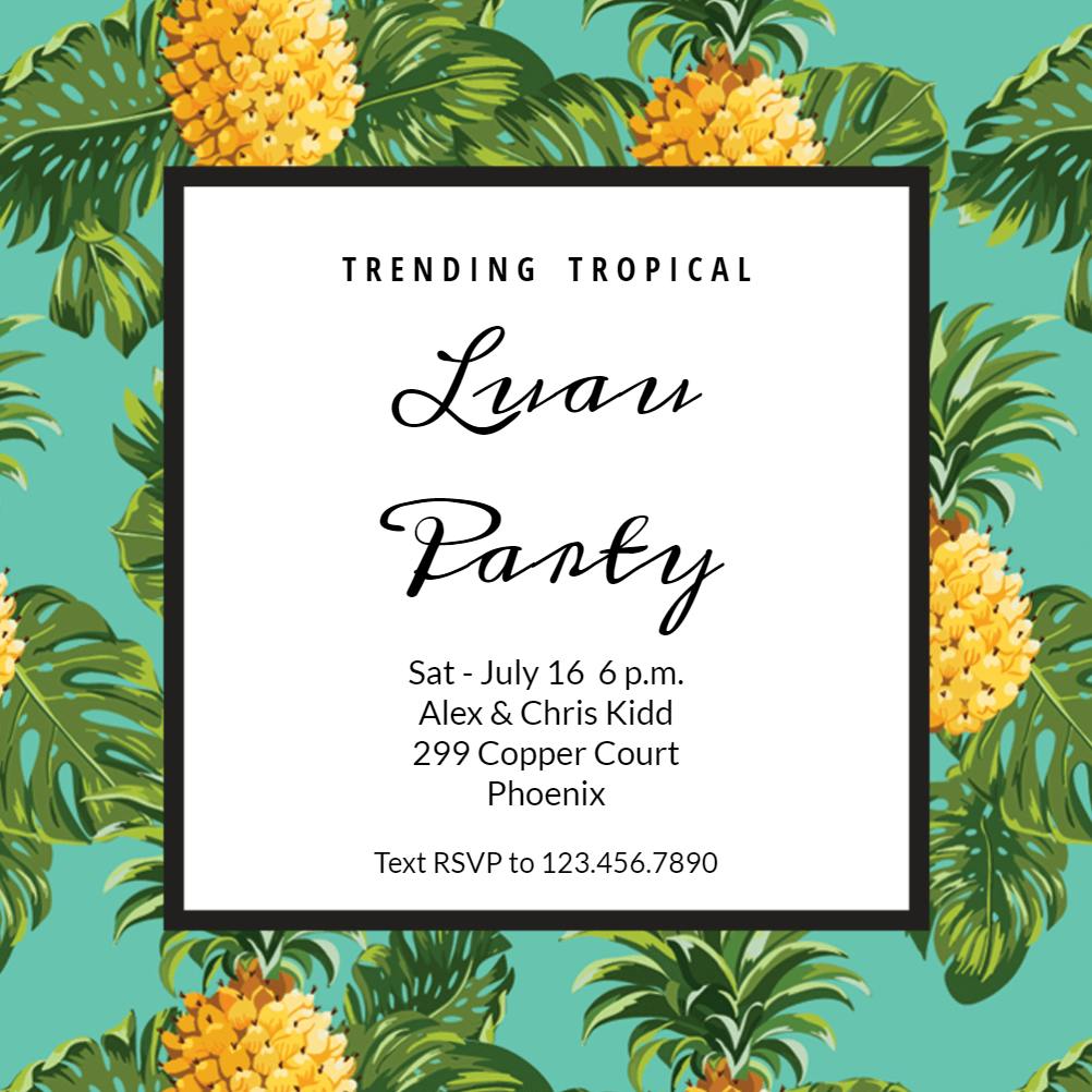 Pineapple pattern - luau party invitation