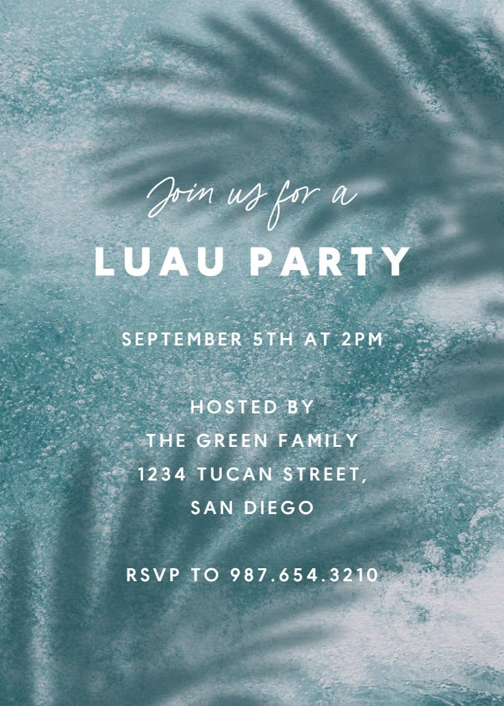 Soak and socialize - luau party invitation