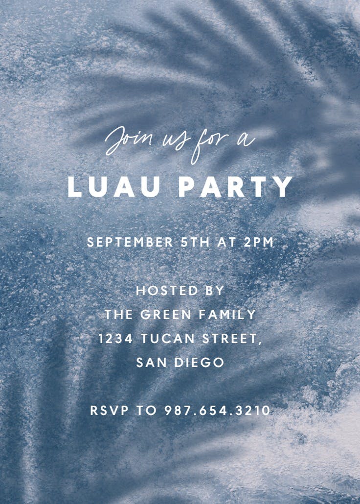 Soak and socialize - luau party invitation