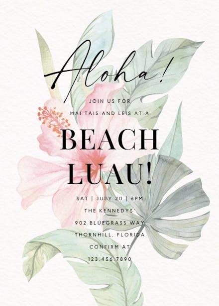 Tahitian dream - luau party invitation