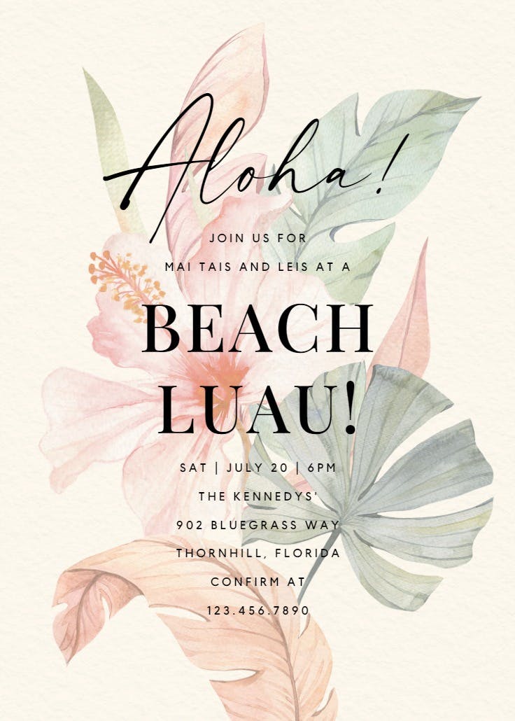 Tahitian dream - invitación para una luau