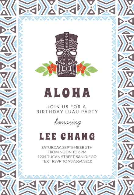 Tiki Head - Luau Party Invitation