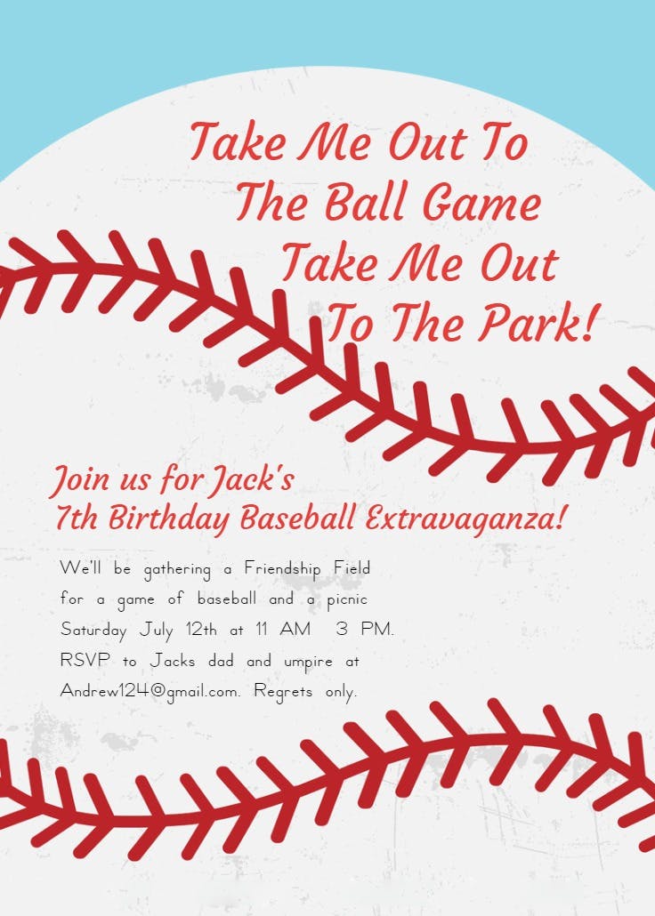 Ball game birthday - birthday invitation