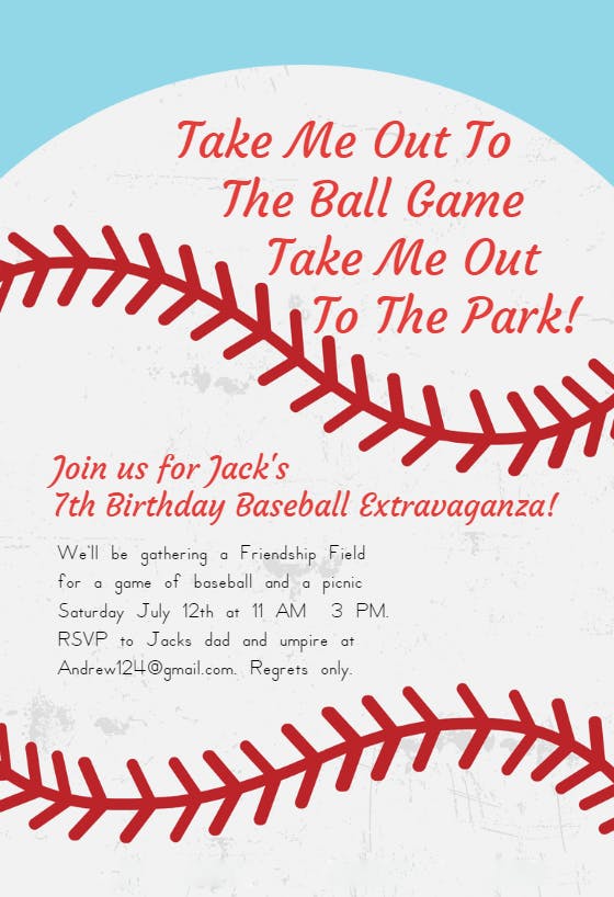 Ball game birthday - birthday invitation