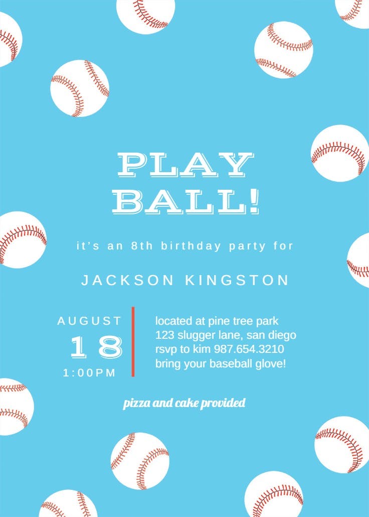 Baseball birthday - sports & games invitation