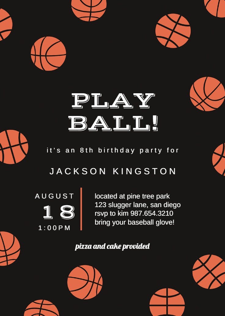 Basketball birthday - sports & games invitation