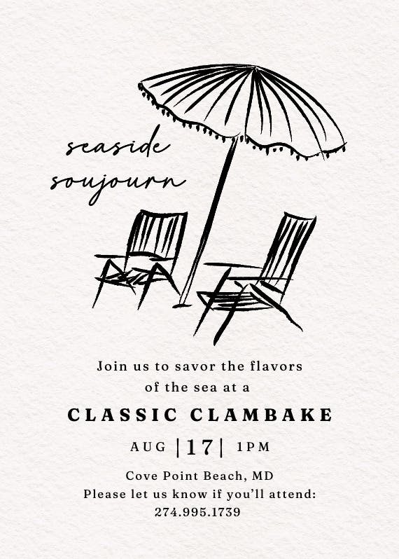 Beach umbrella - printable party invitation