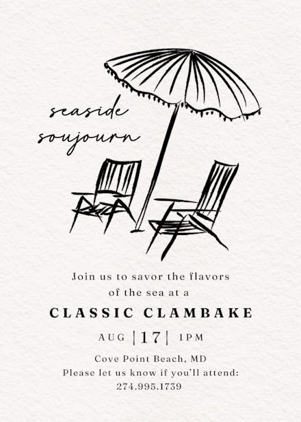 Beach umbrella - party invitation