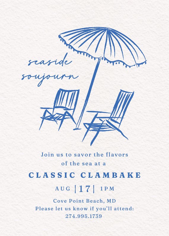 Beach umbrella - pool party invitation