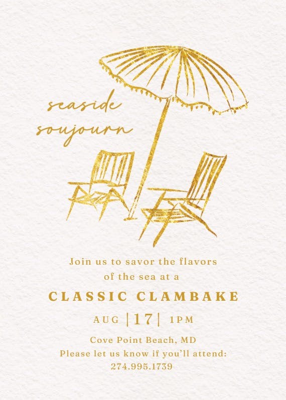 Beach umbrella - printable party invitation