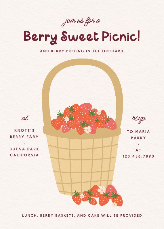Berry basket picnic -  invitación para fiesta