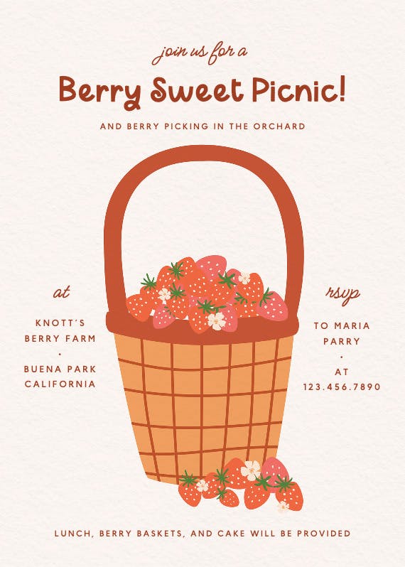 Berry basket picnic - invitation