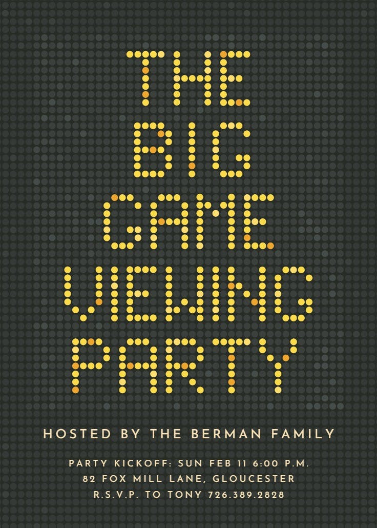 Big game led scoreboard - printable party invitation