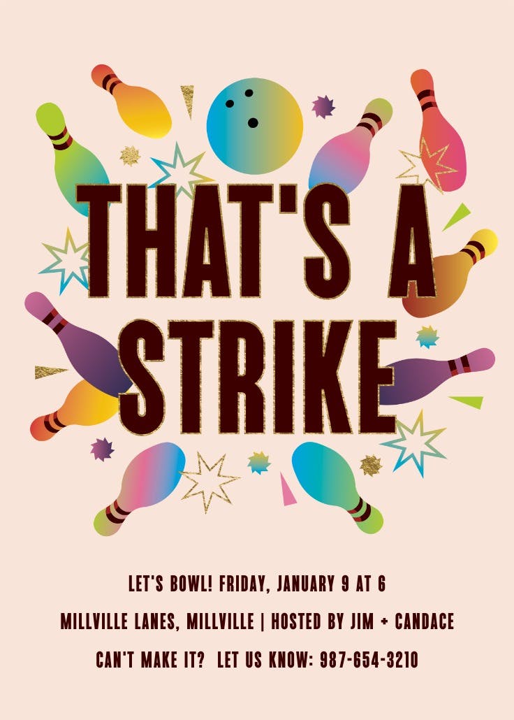 Bold bowling - invitación para eventos deportivos