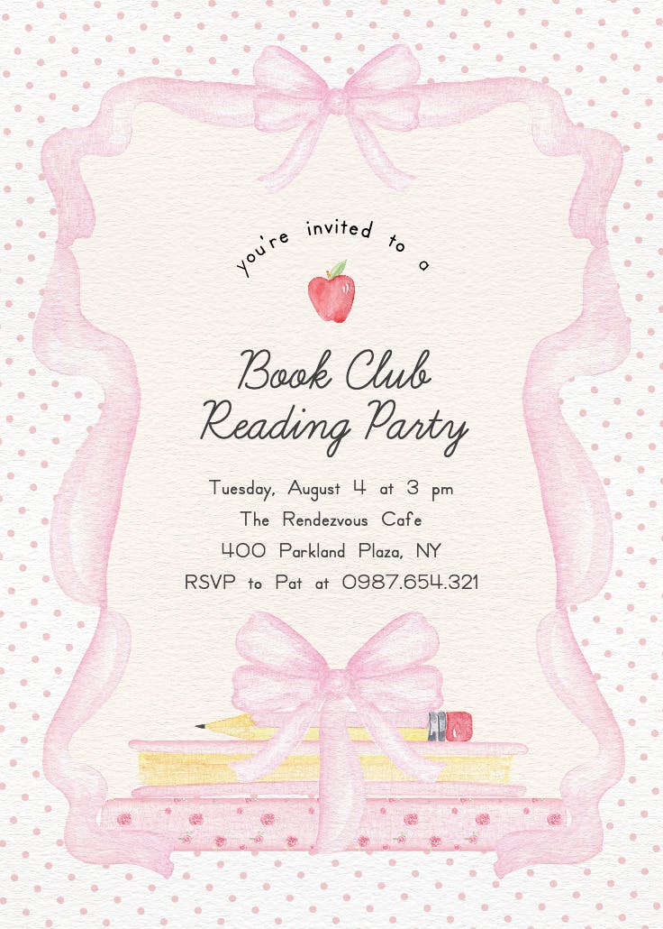 Book club - party invitation