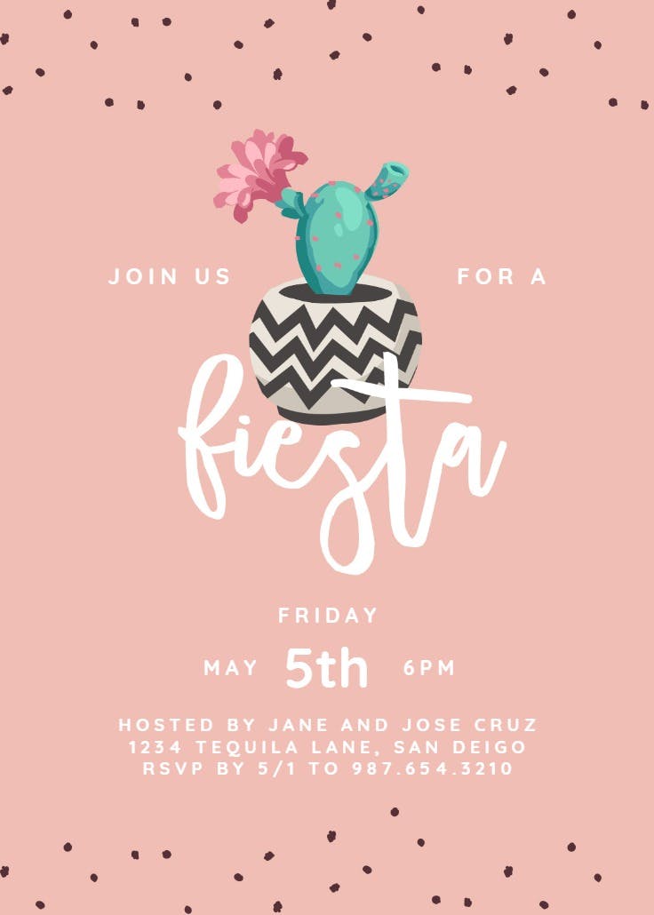 Cactus fiesta - invitación de fiesta