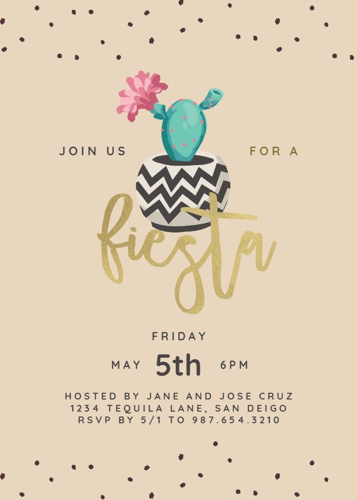 Cactus fiesta - printable party invitation