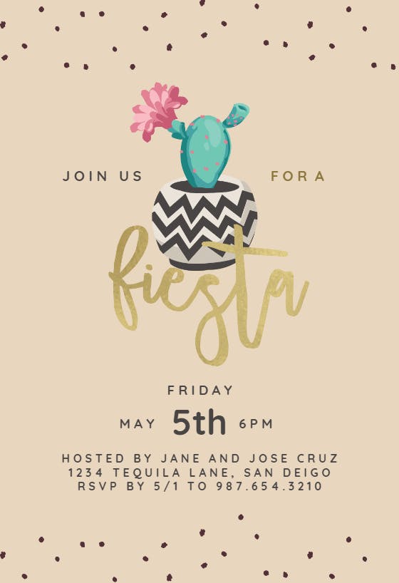 Cactus fiesta - printable party invitation