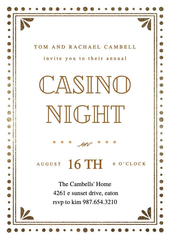 Casino night -  invitación para eventos deportivos