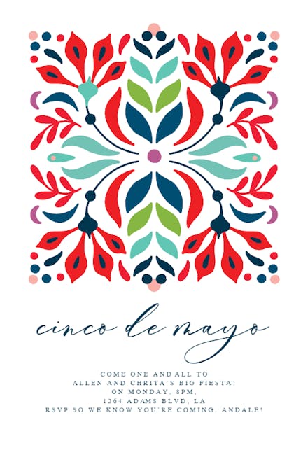 Cinco flowers - Party Invitation