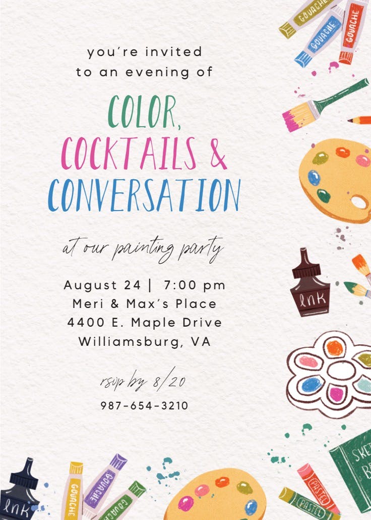 Color and cocktails - party invitation