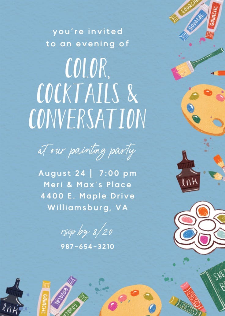 Color and cocktails - party invitation