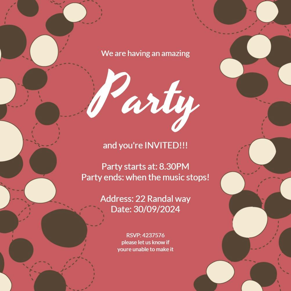 Contemporary cascade -  invitación para fiesta