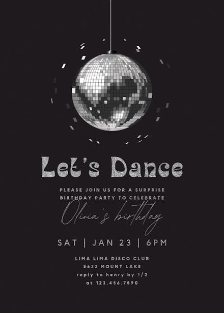 Disco ball - Party Invitation Template (Free) | Greetings Island