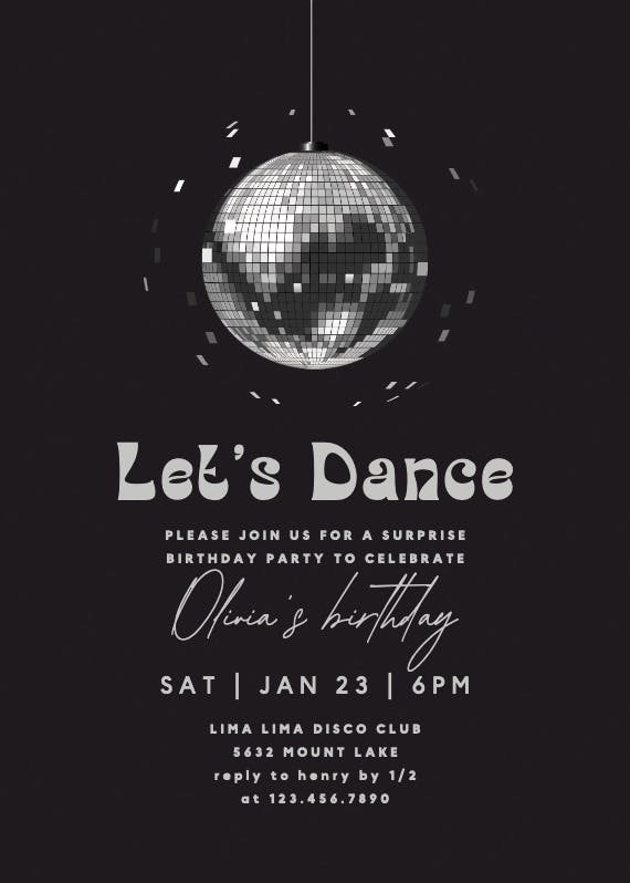 Disco ball - birthday invitation