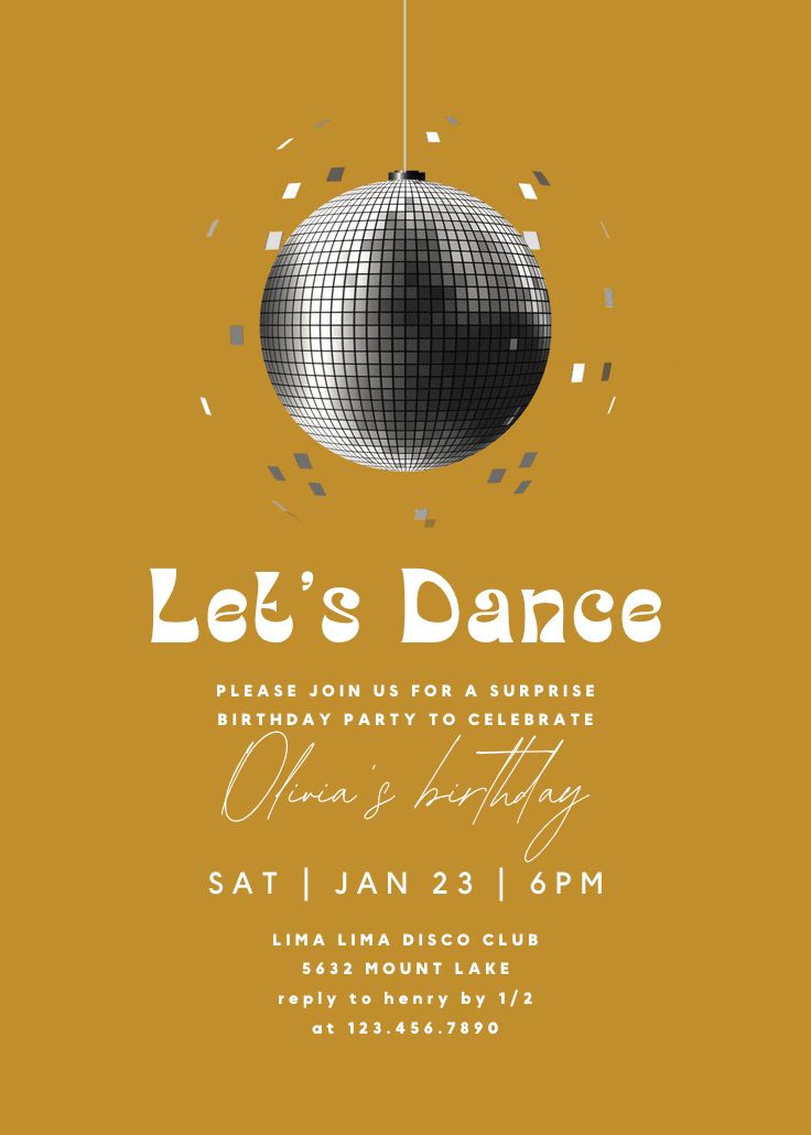 Disco ball - birthday invitation