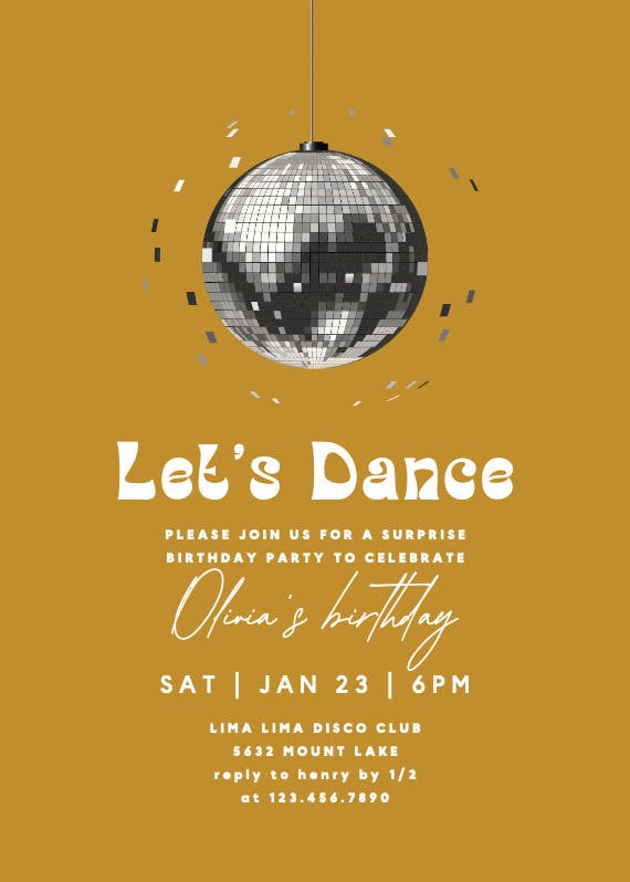 Disco ball - birthday invitation