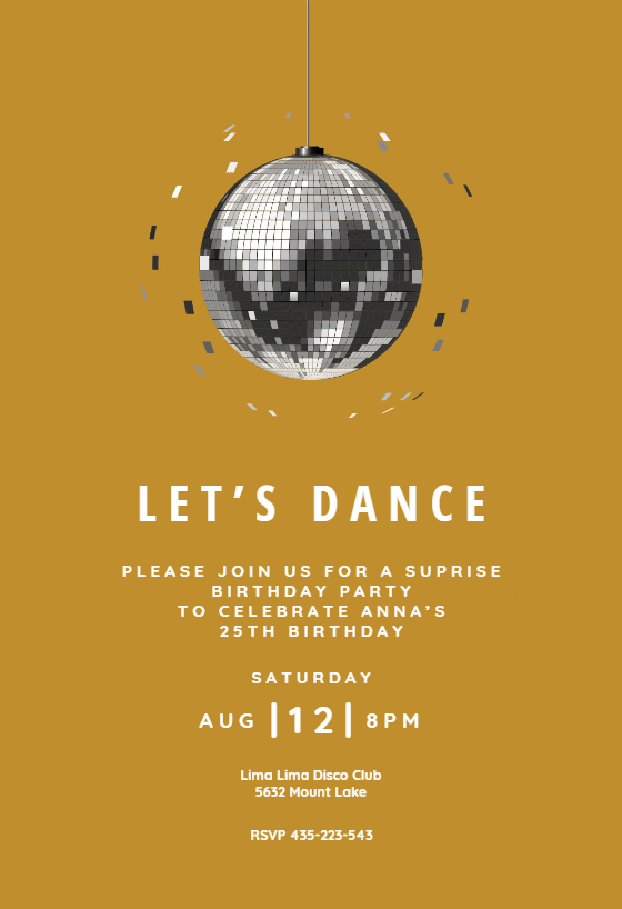 Disco Ball - Party Invitation Template (Free) | Greetings Island