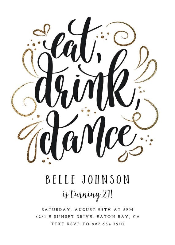 Eat drink dance - party invitation
