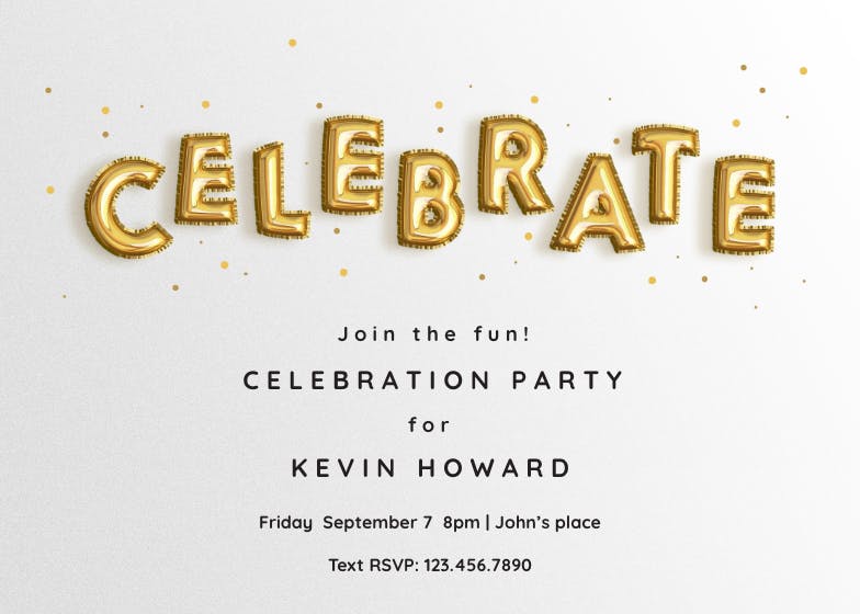 Festive balloons - party invitation