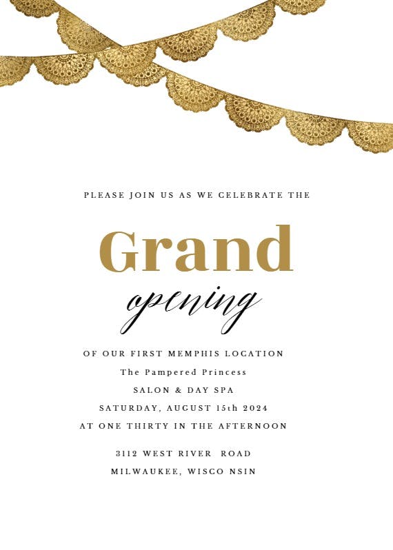 Fiesta buntings - grand opening invitation
