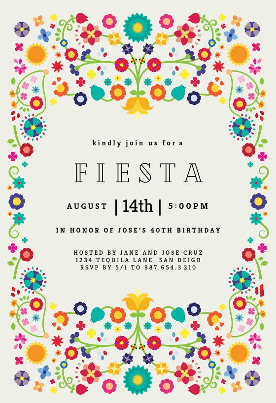 Floral fiesta - birthday invitation