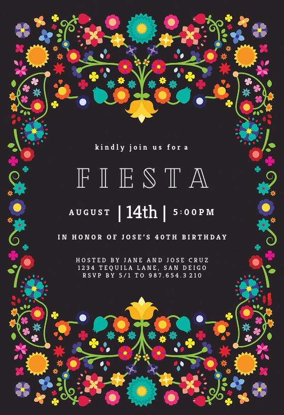 Floral fiesta - party invitation