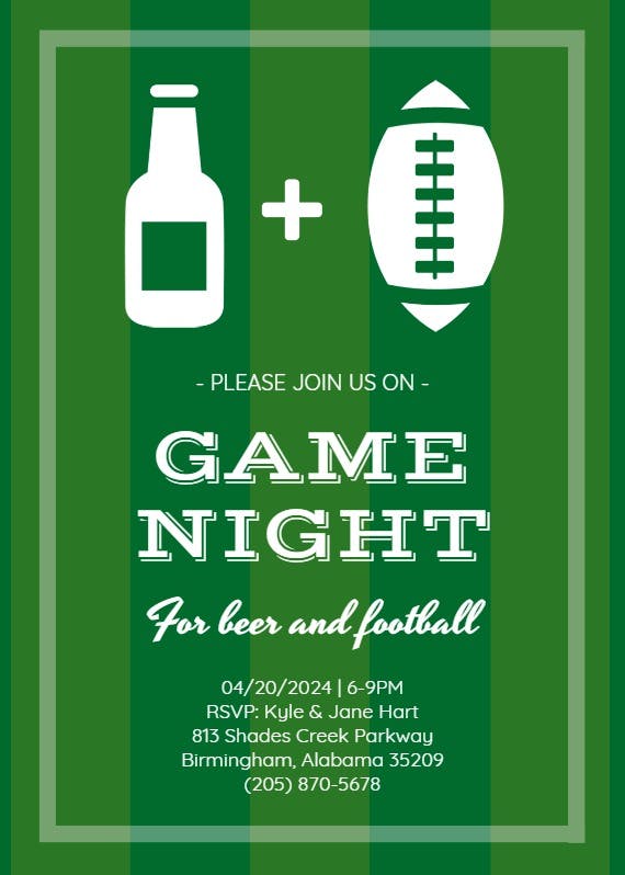 Football night - sports & games invitation