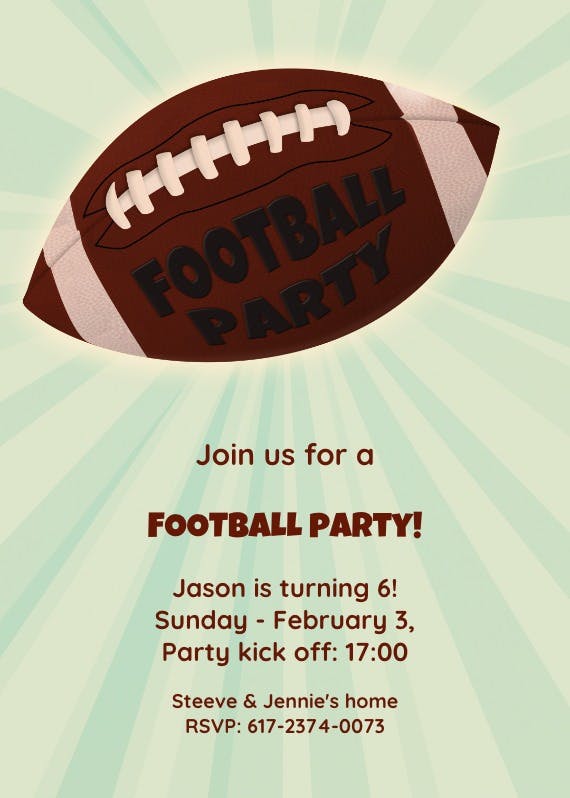 Football themed party - birthday invitation