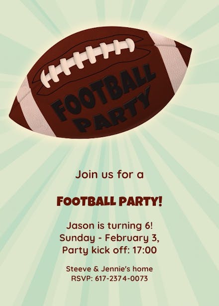 Football themed party - sports & games invitation