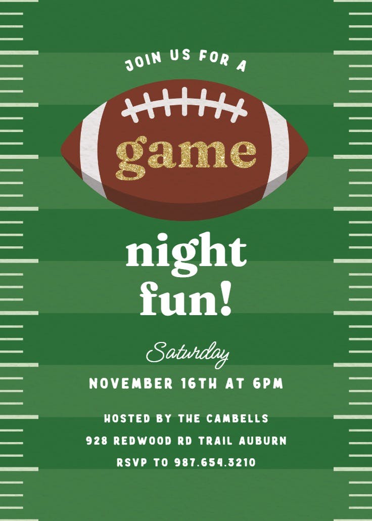 Game night fun - sports & games invitation