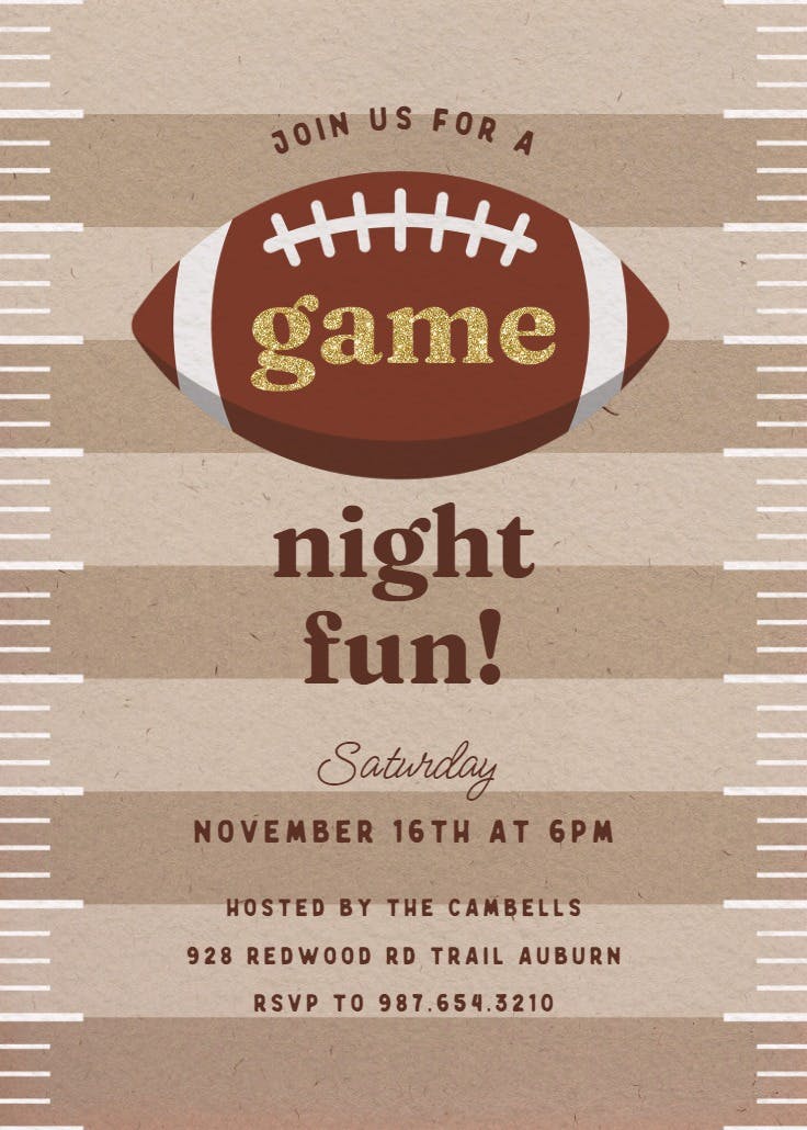 Game night fun - sports & games invitation