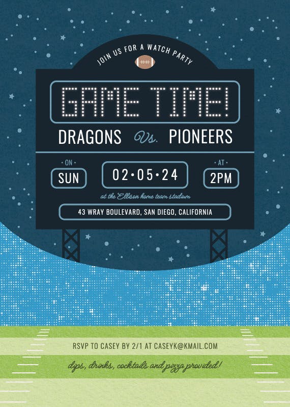 Game time -  invitation template