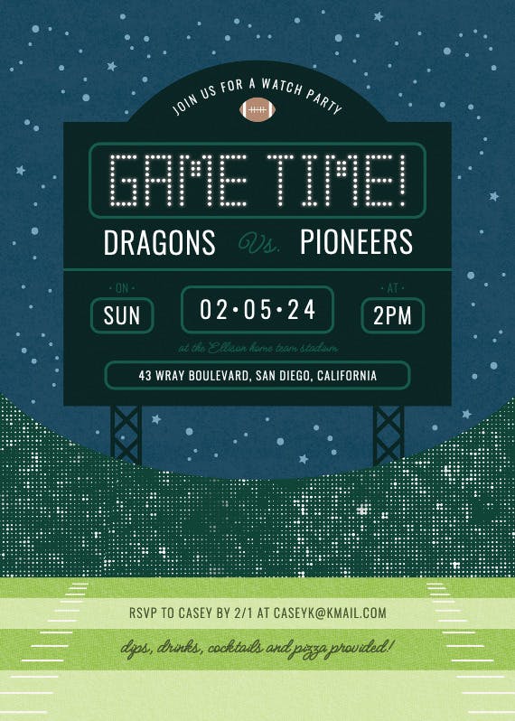 Game time - printable party invitation
