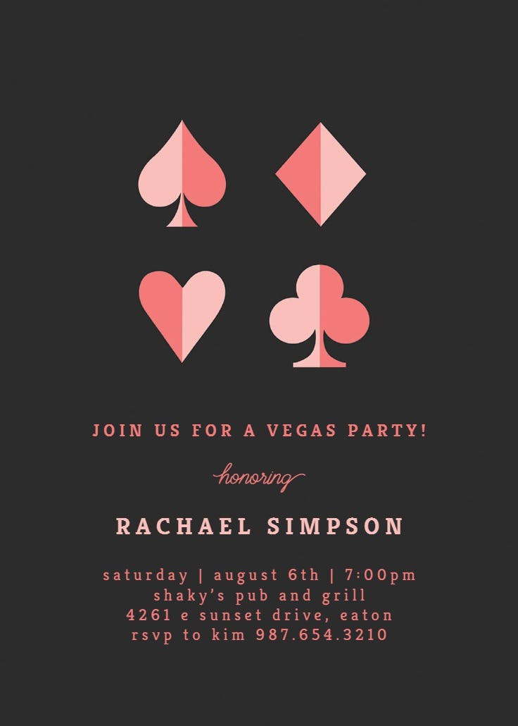 Girly vegas - sports & games invitation