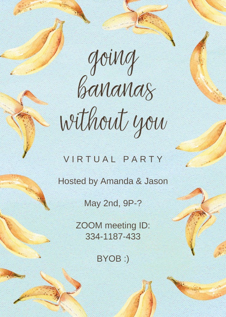 Going bananas - invitación de fiesta