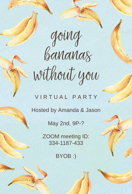 Going bananas -  invitation template