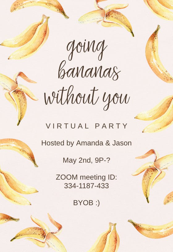 Going bananas -  invitación de fiesta